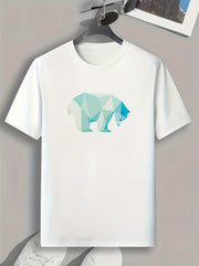 Polar Bear Pattern Print Men's Sports Graphic Tee - Summer Fitness Clothes