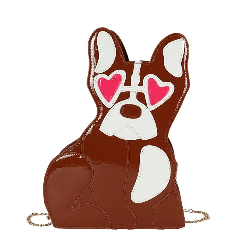 Women Girl Puppy Dog PU Leather Handbag Shoulder Messenger Crossbody Bag