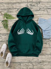 Skeleton Hand Print Hooded Sweatshirt