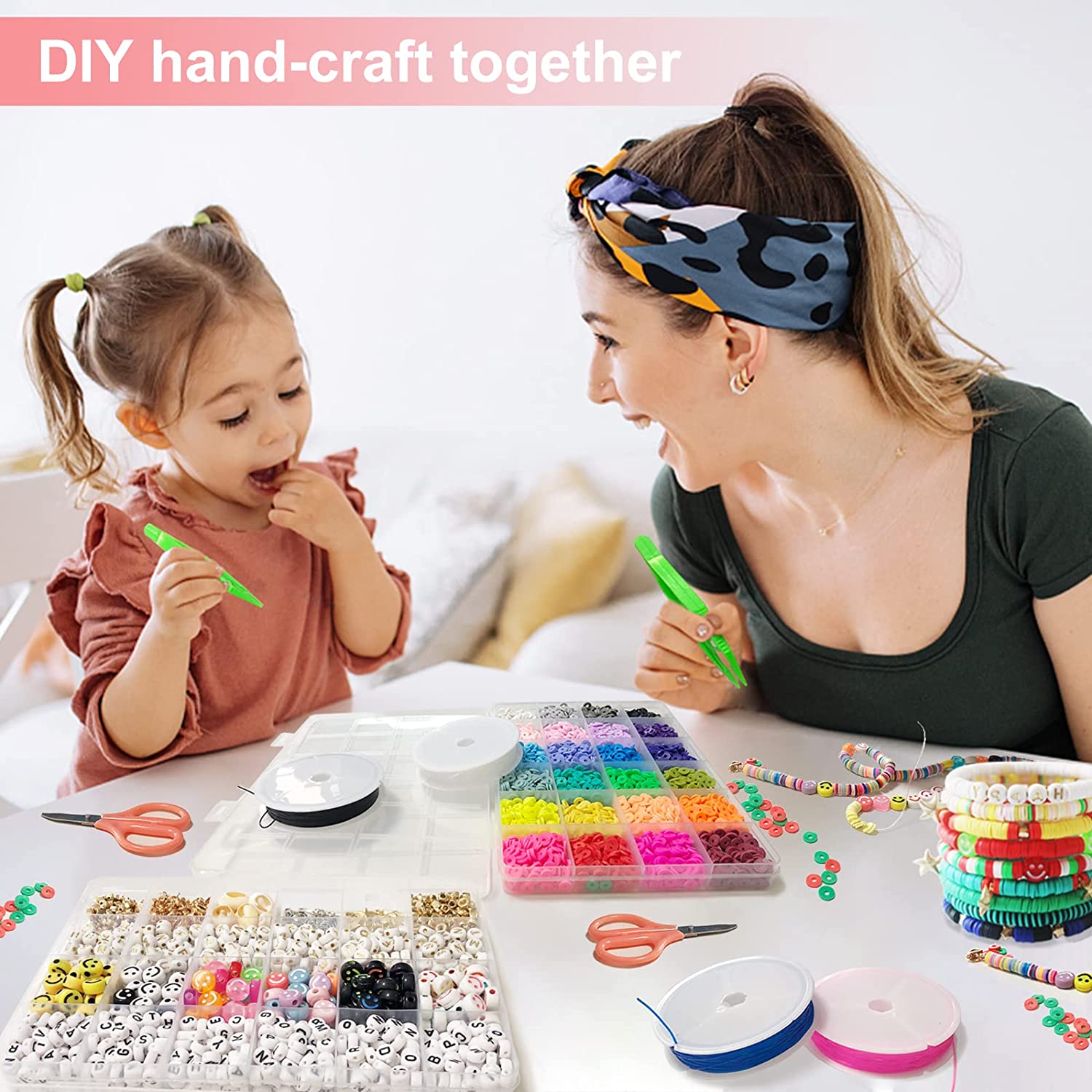 Clay Beads Kit Smiley Face Letter DIY Bead Supplies