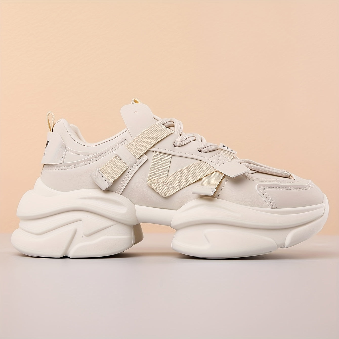 Women's Chunky Heel Sneakers Lace Up Outdoor Shoes Sport Shoes