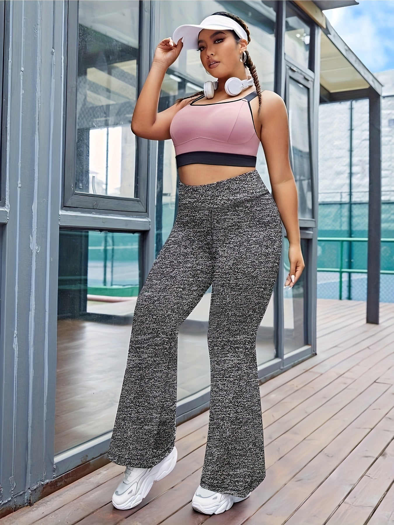 High Rise Flared Leg Sports Pants