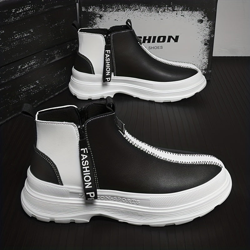 Men's Ankle Boots With Side Zipper Casual Walking Shoes