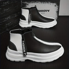 Men's Ankle Boots With Side Zipper Casual Walking Shoes