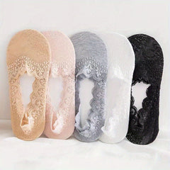 5 Pairs Floral Lace Ankle Socks Breathable Stockings