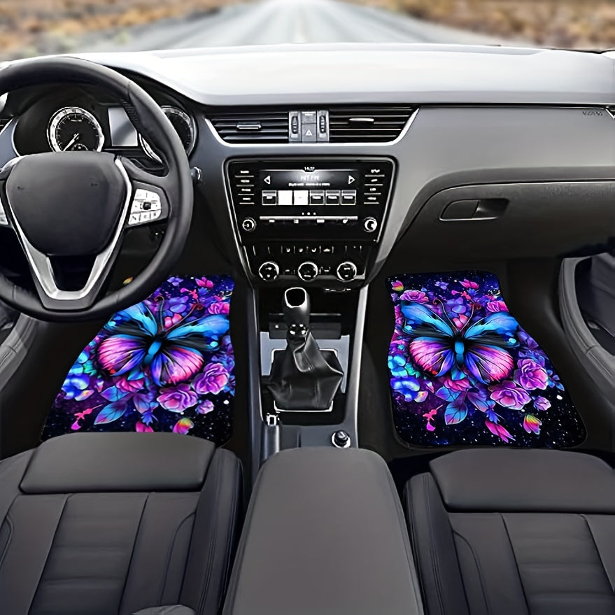 4pcs Abstract Butterfly Car Floor Mat Water absorbent Non slip Stain resistant