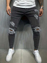 Slim Fit Ripped Jeans Mens Casual Street Style Denim Pants