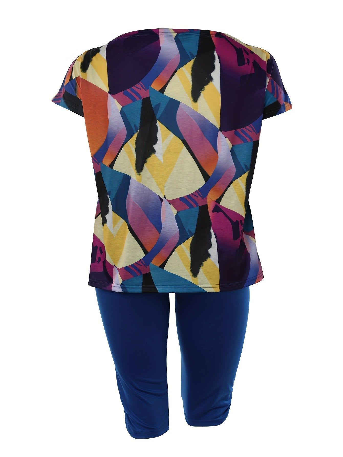 Colorblock Geometric Print 2 Piece Set