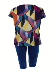 Colorblock Geometric Print 2 Piece Set