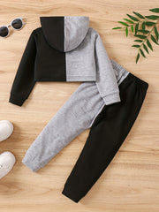 CALIFORNIA Girl's 2pcs Crop Hoodie & Sweatpants Set for Spring Fall