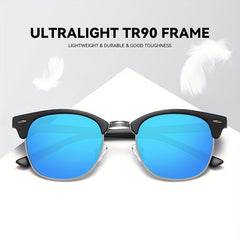 Retro Semi Rimless Polarized Men's Driving Sunglasses UV Protection