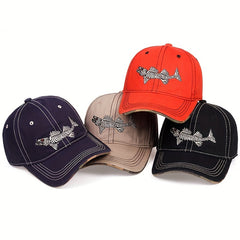 Men Fishbone Baseball Cap Adjustable Casual Hat Spring Autumn Summer Cap