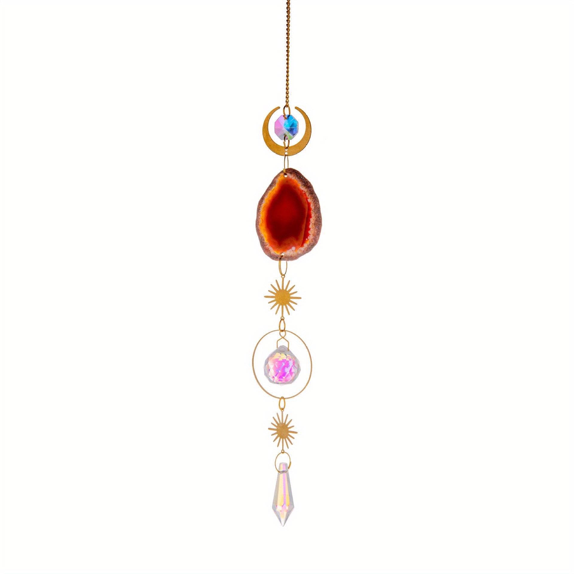 6pcs Agate Slice Suncatchers Crystal Prisms Wind Chimes Ornaments