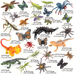 26pcs Realistic Insect Model Set Butterflies Mantis Spider Lizard Frog & More