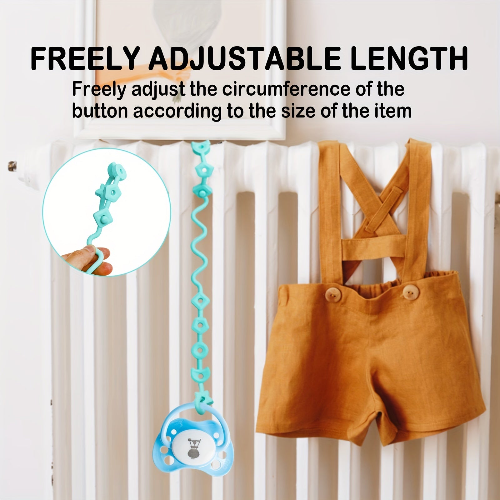 4pcs Silicone Pacifier Clips Adjustable Toy Straps Apricot 2 Gree