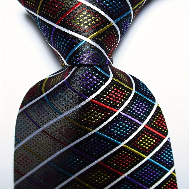 Golden Red Pink Jacquard Woven Men's Tie Necktie
