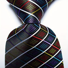 Golden Red Pink Jacquard Woven Men's Tie Necktie
