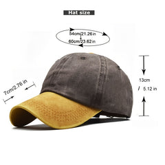 Washed Cotton Adjustable Baseball Cap Unisex Double Contrast 100% Cotton