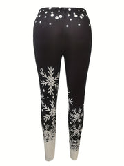 Snowflake & Dot Print High Rise Leggings