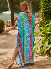 African Ethnic Print Boho Cover Up Dress