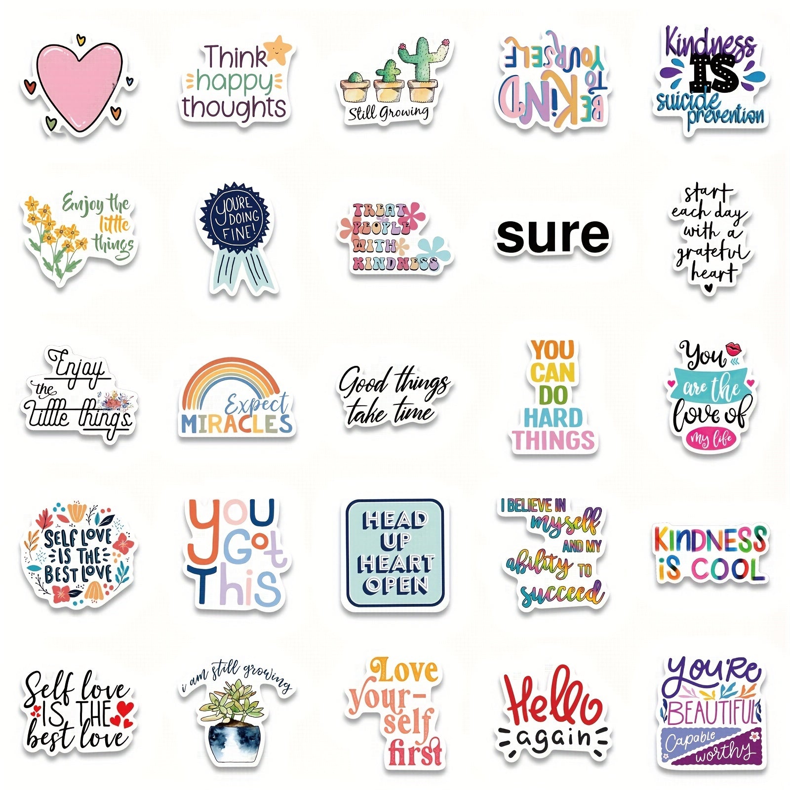 52pcs Motivational Quote Stickers Vinyl Waterproof Positive Words Decals