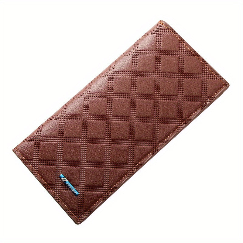Men's Rhombus Card Thin Leather Wallet Soft Business Jacket
