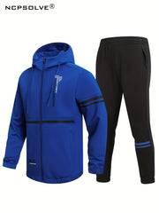 Men's Jersey Suit Hooded Zipper Jacket And Casual Pants
