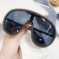 Oversized Shield Rhinestone Sunglasses for Party Club