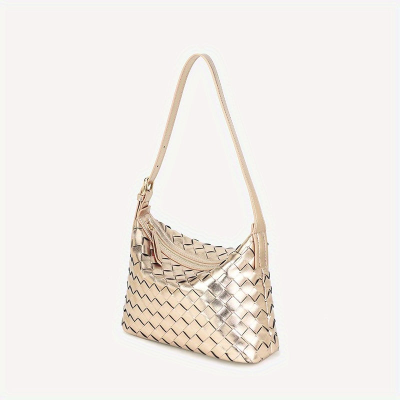 Women's Crossbody Shoulder Bag Golden Chevron Pattern Zipper Closure
