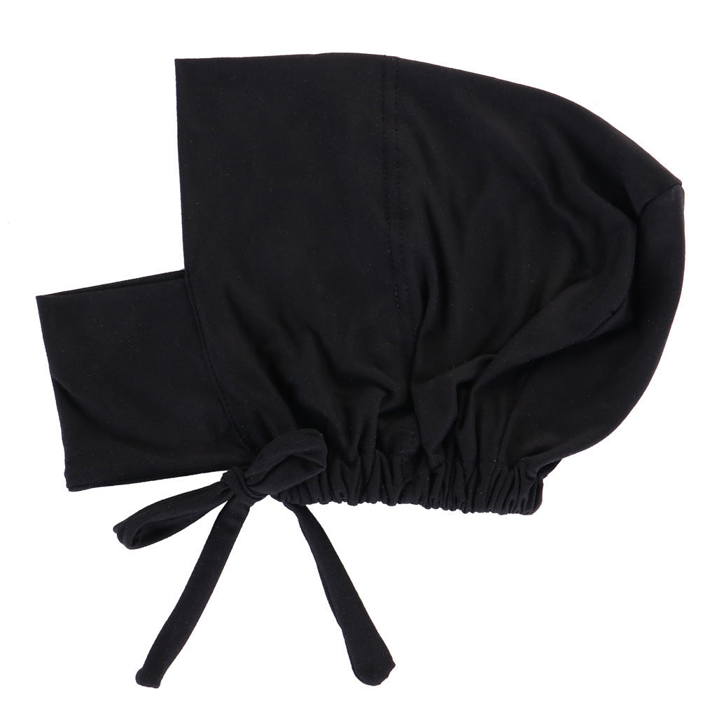 Drawstring Neck Turban Cap Hijab Cap Bonnet Cap Solid Turban Cap