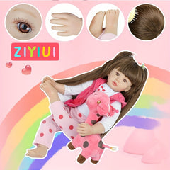 Rebirth Doll 55 Long Hair Girl Doll Toy Soft Newborn Baby Toy Birthday Gift