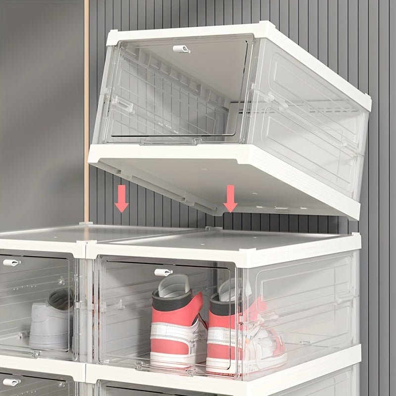 6pcs Foldable Shoe Storage Box Portable Stackable Shelf for Closet Bed