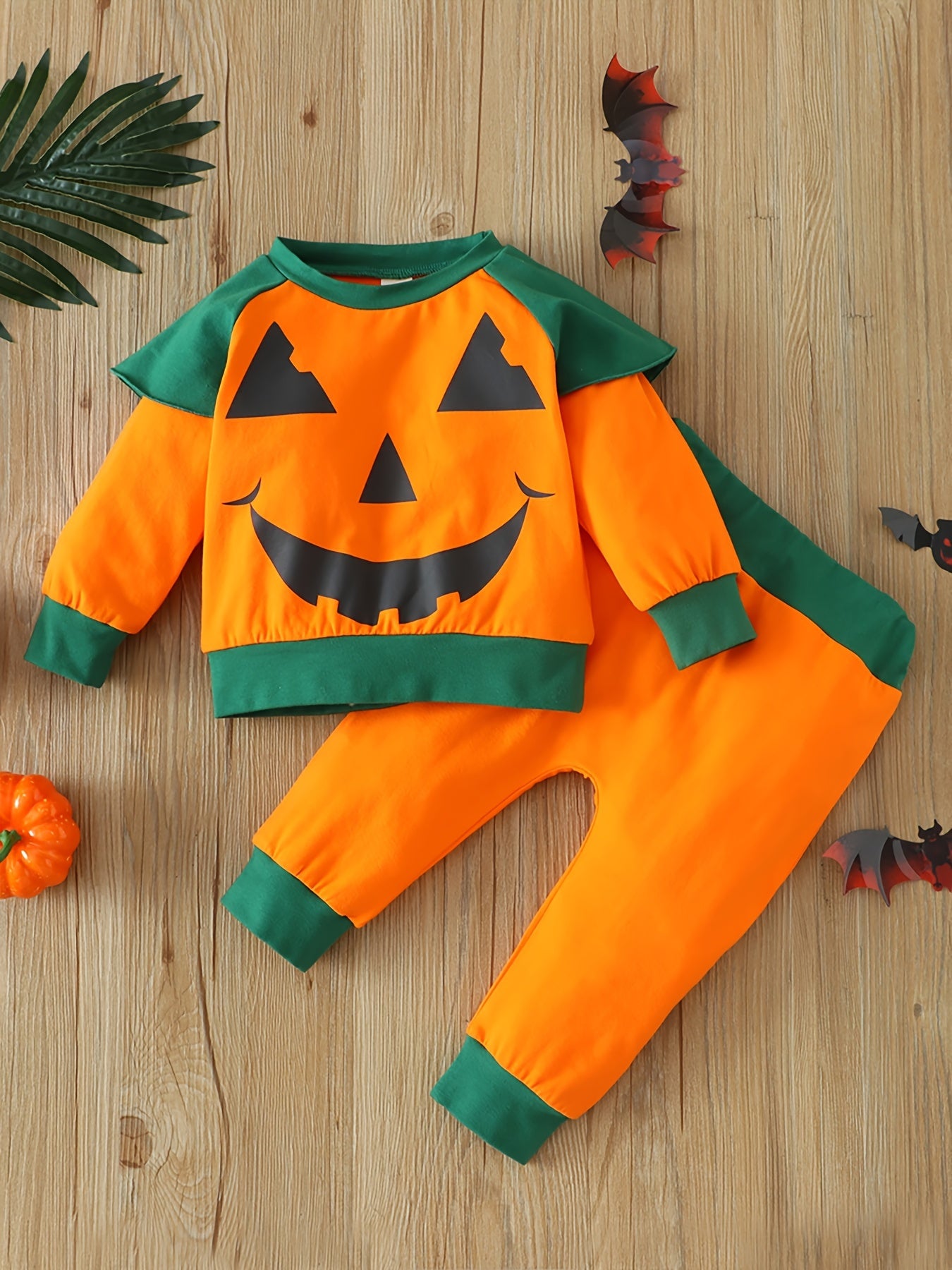 Toddler Boy's Halloween Outfit 2pcs Cotton Set Pumpkin Pattern Kid's Clothes