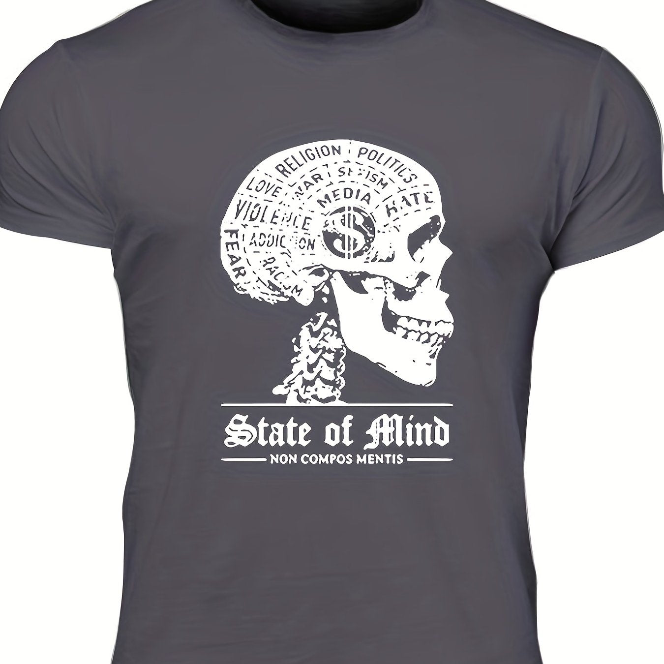 Men's State Of Mind Print T shirt Casual Comfy Tee for Summer