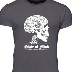 Men's State Of Mind Print T shirt Casual Comfy Tee for Summer