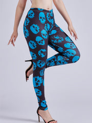 Skull Print Skinny Leggings Casual Stretchy Leggings Women's Clothing