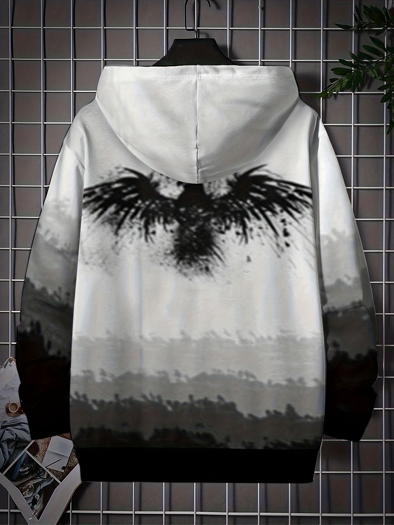 Eagle Gradient Hoodie Mens Graphic Pullover Kangaroo Pocket