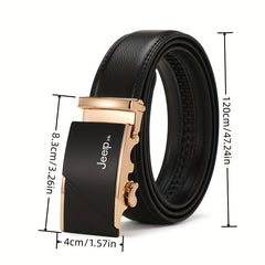 Men's Leather Belt Automatic Buckle Business Waist Strap