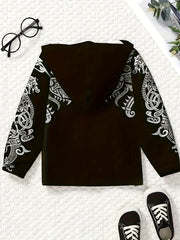 Dino Graphic Zip Front Hoodie Kids Sports Jacket Gift