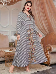 Geo & Floral Print V Neck Maxi Dress