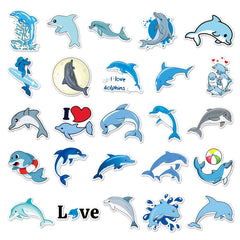 50pcs Dolphin Pattern Graffiti Waterproof Stickers For Water Bottles Laptop