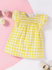 Baby Girls Plaid Ruffle Trim Dress for Summer