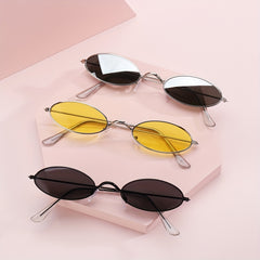 Metal Oval Frame Sunglasses Photochromatic Tinted Lens Glasses