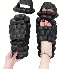 Women's Lychee Pattern Slides Massage Bath Shoes Non Slip Home Slides