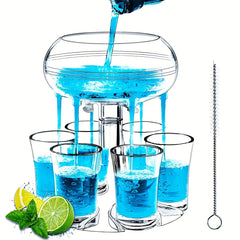 Adjustable Shot Glass Dispenser with 6 Glasses for Fun Drinking Games