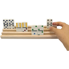 Wooden Domino Rack Classic Board Game Domino Tray Storage Rack