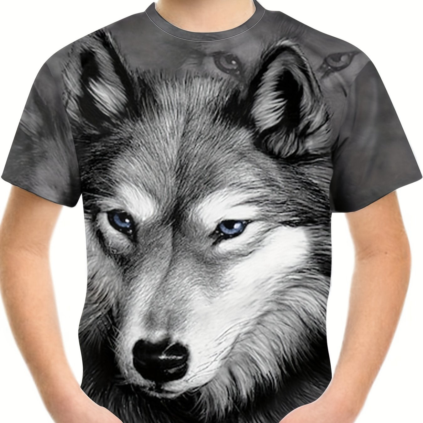 Breathable Wolf Graphic T Shirt For Boys - Summer Outdoor Wear