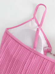 Sexy Bikini Top Women's Plus Textured Cut Out Ring Linked Swimwear Bra
