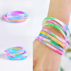 Fashionable Silicone Bangles Mix Pack, Letter Movement, Perfect for Sports