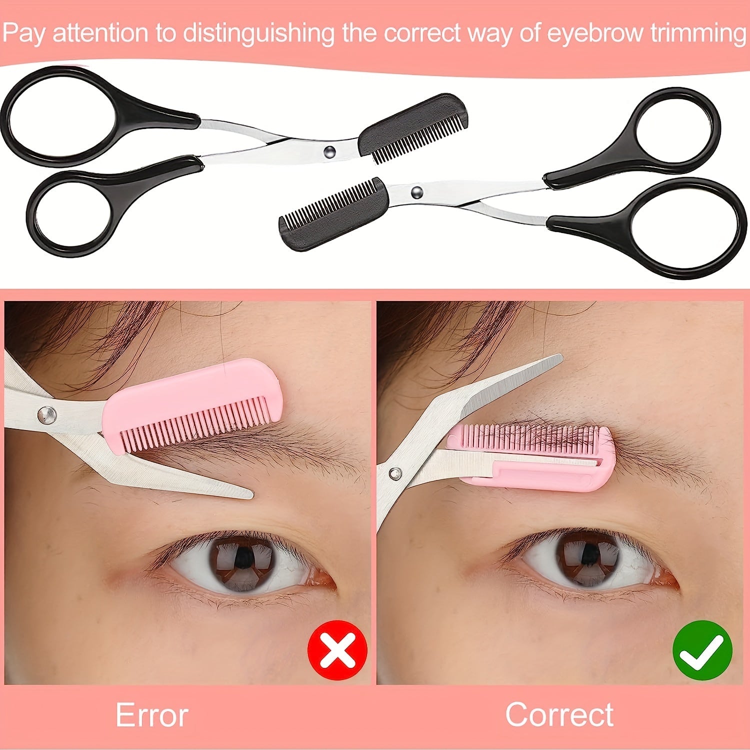 2pcs Stainless Steel Eyebrow Trimmer with Comb - Hair Removal and Shaping